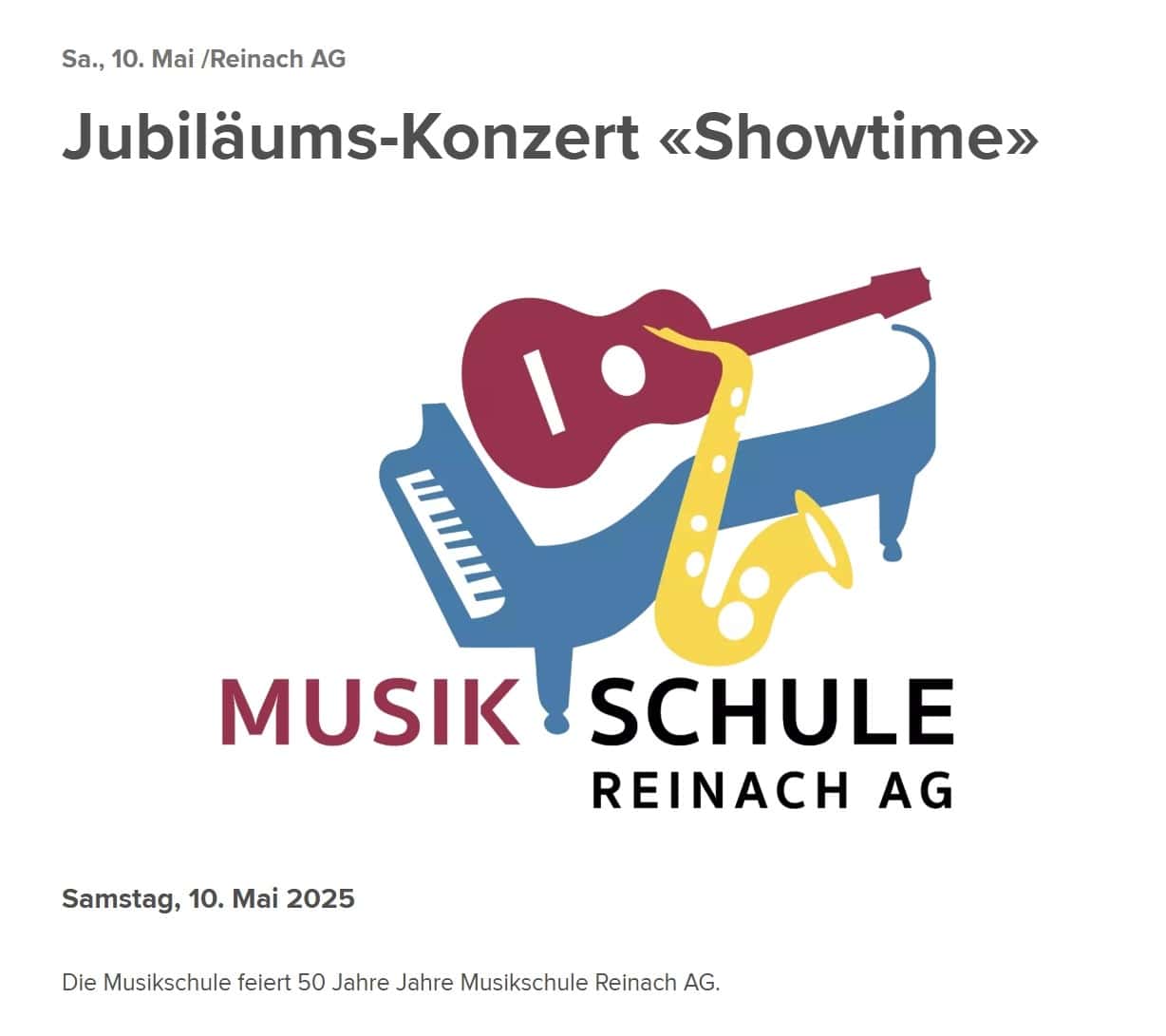 Jubiläumsfeier 50 Jahre Musikschule Reinach AG